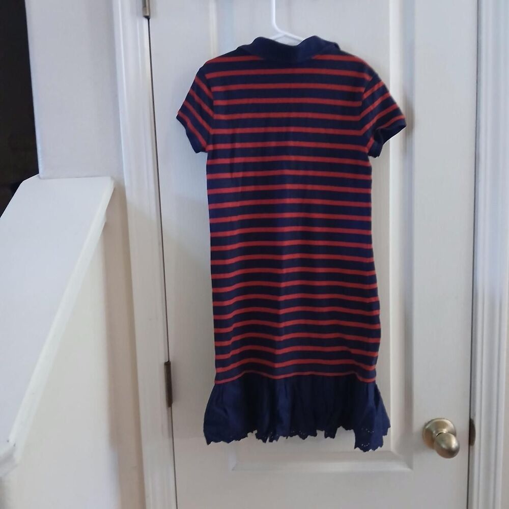 Polo Ralph Lauren Girls Striped Tiered Polo Dress Girls 8Y Y2K Preppy Classic - Picture 2 of 6